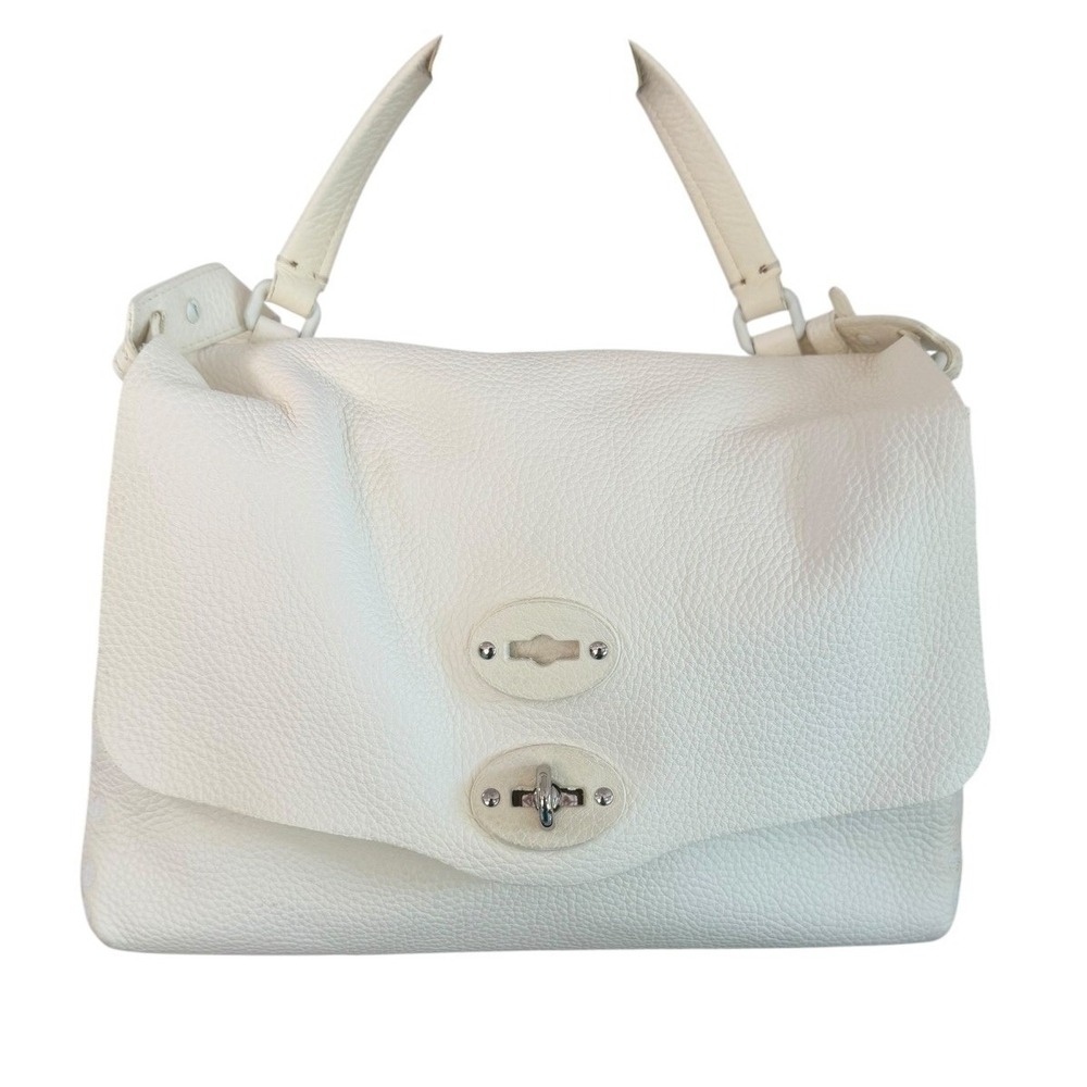 Zanellato Postina S Ivory Pebbled Leather Top Handle Crossbody Bag Full Set